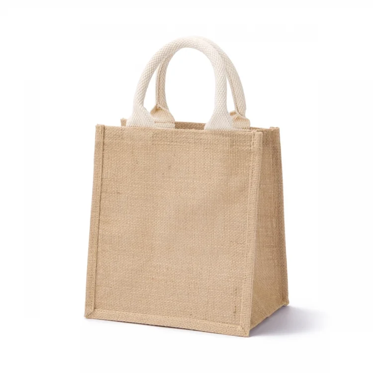 Natural Jute Tote Bag with Cotton Handles
