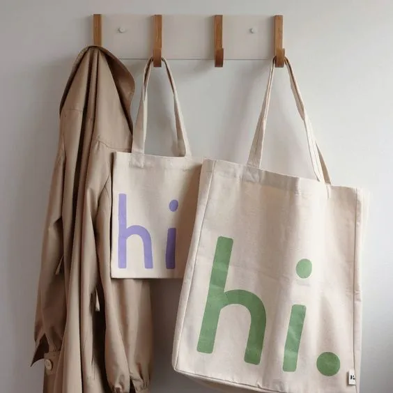 Printed Canvas Tote Bag – Minimal Text Design